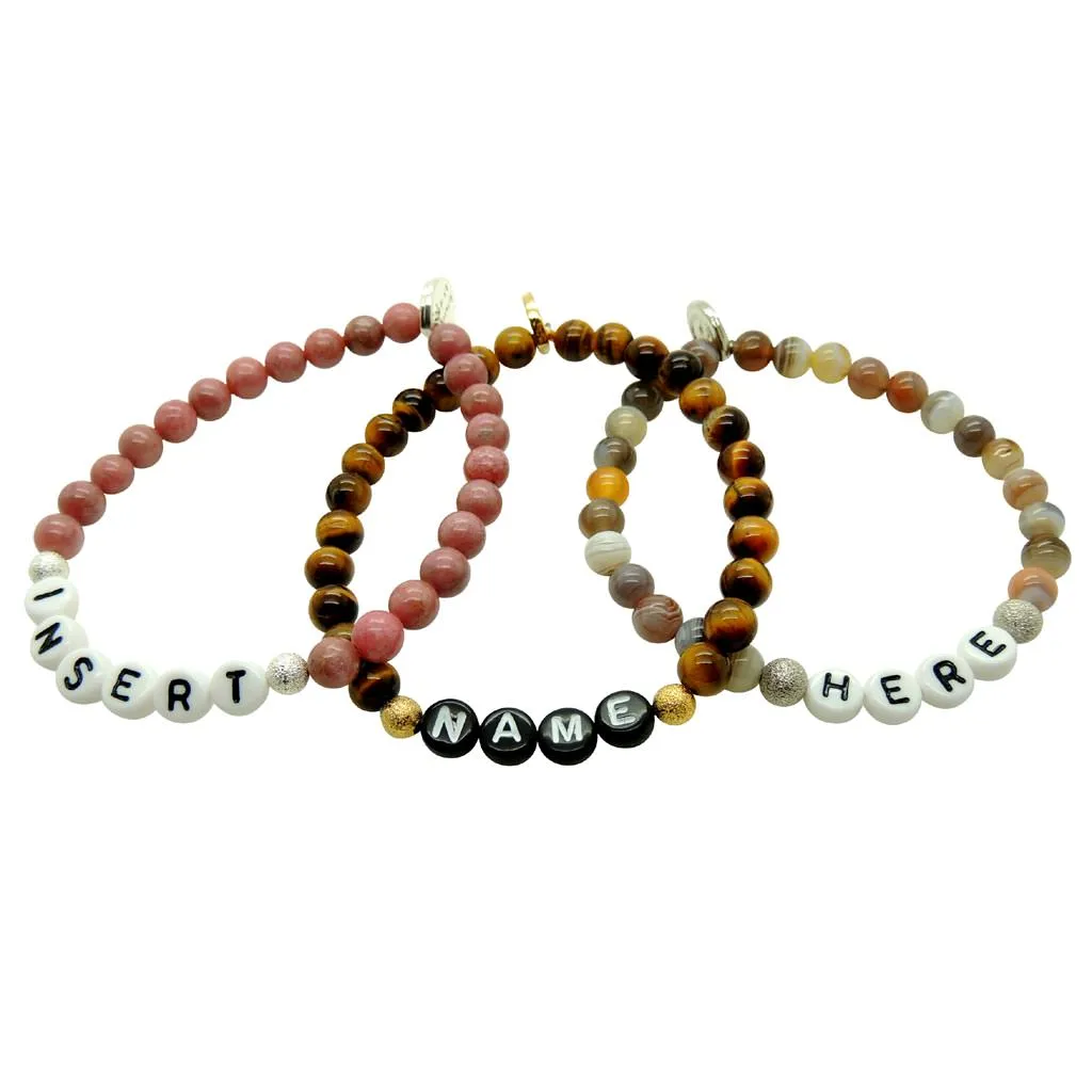 Personalised Name Alphabet Gemstone Bead Bracelet