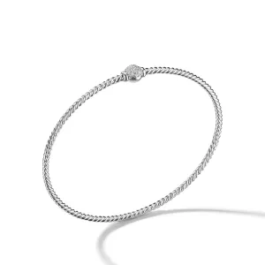 Petite Solari Bead Station Bracelet in 18K White Gold with Pave Diamonds