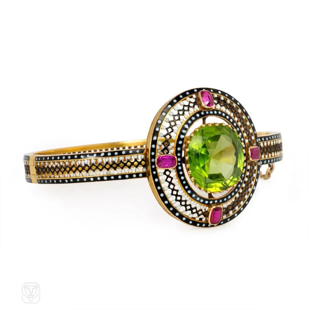 Phillips, London antique gold, enamel, and gemset bracelet