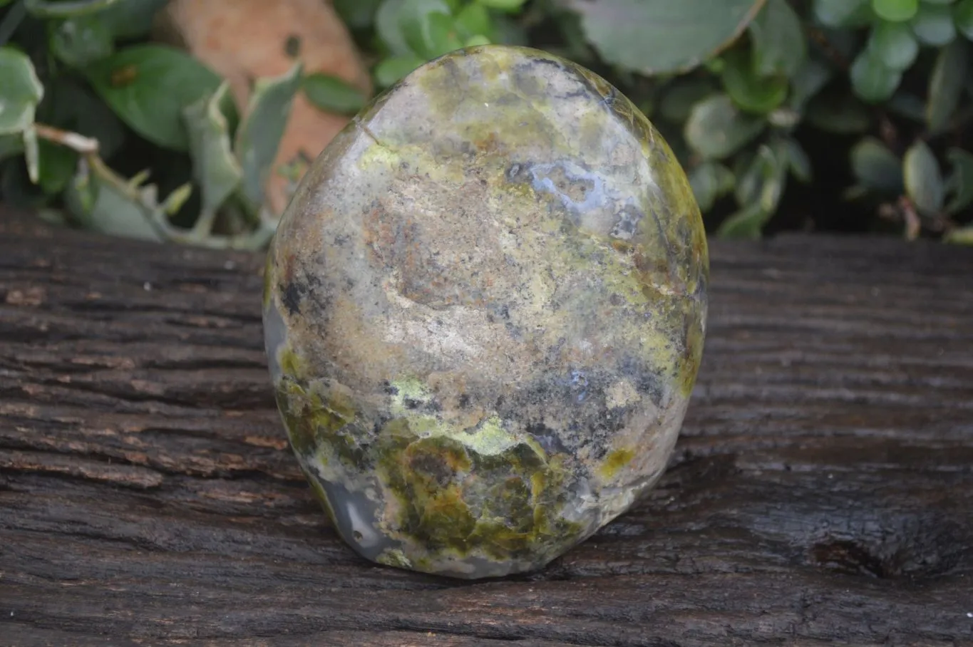 Polished Green Opal Standing Free Form  x 1 From Madagascar