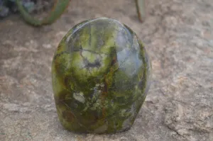 Polished Green Opal Standing Free Form  x 1 From Madagascar