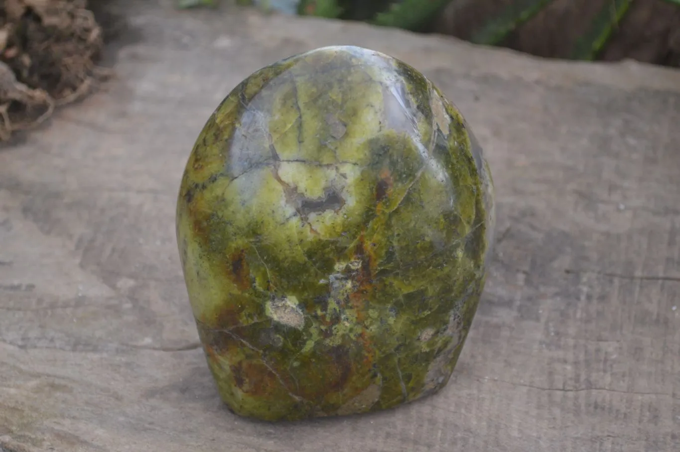Polished Green Opal Standing Free Form  x 1 From Madagascar