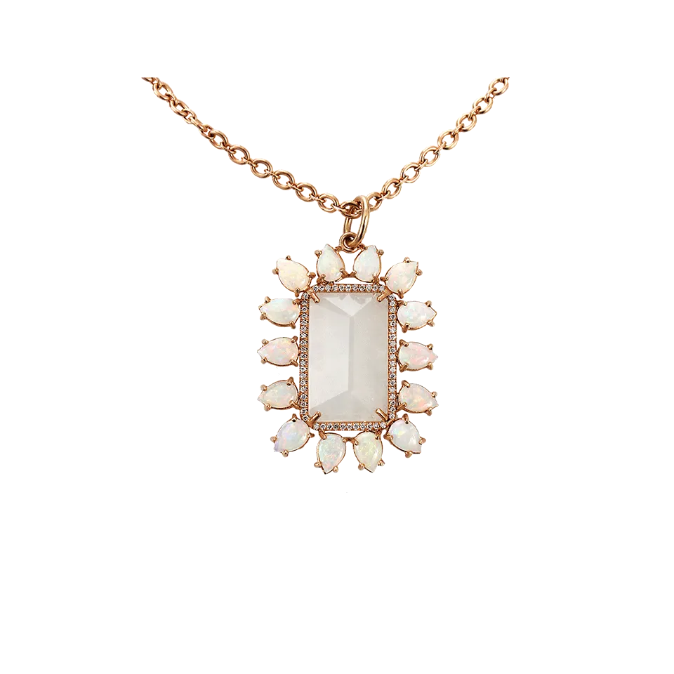 Rainbow Moonstone Pendant Necklace