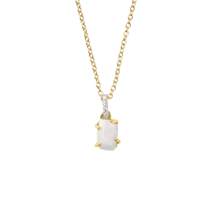 Raw Moonstone Pave Link Pendant Necklace