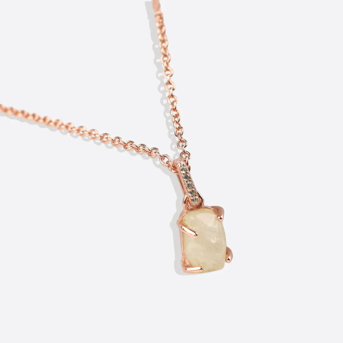 Raw Moonstone Pave Link Pendant Necklace