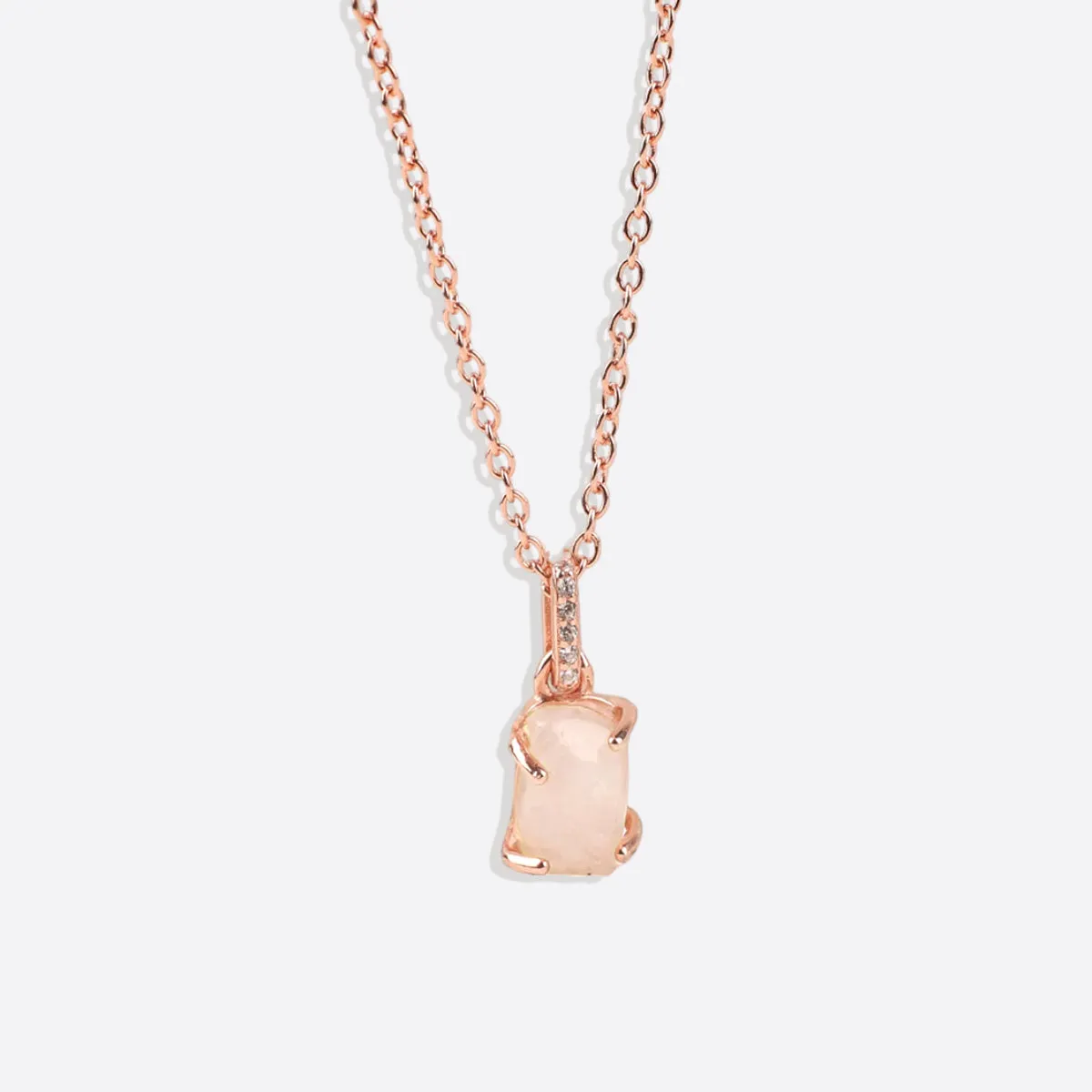 Raw Moonstone Pave Link Pendant Necklace