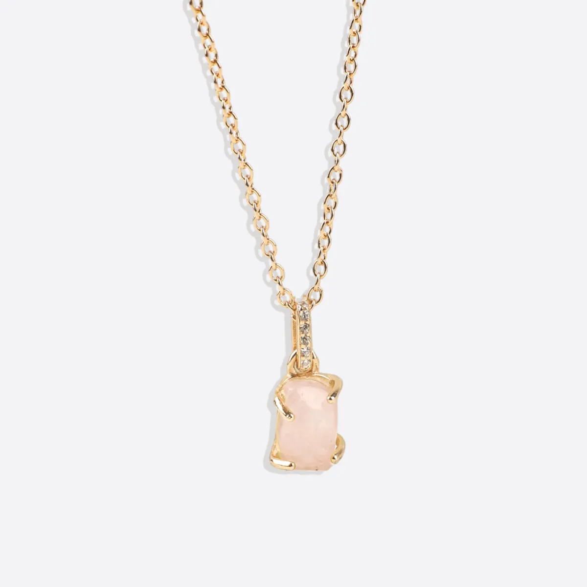 Raw Moonstone Pave Link Pendant Necklace