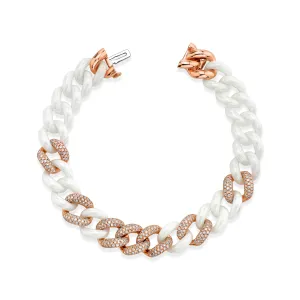 READY TO SHIP 7 PAVE & WHITE CERAMIC ESSENTIAL LINK BRACELET