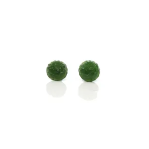 RealJade® "Peony Flowers" 14k Solid Gold Real Green Jade Peony Flower Earrings