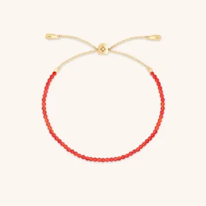 Red Agate Gemstone Bracelet in 9k Gold
