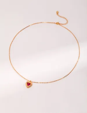 Red Steel Jade Love Zircon Necklace