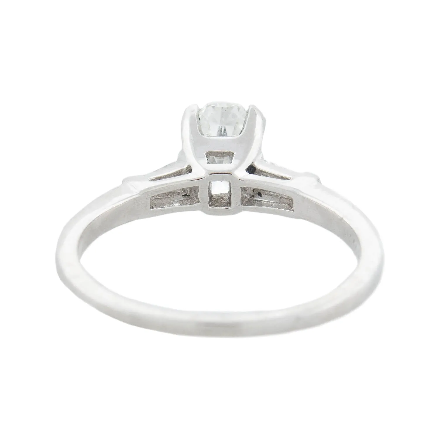 Retro Platinum Oval Diamond Engagement Ring 0.84ct center