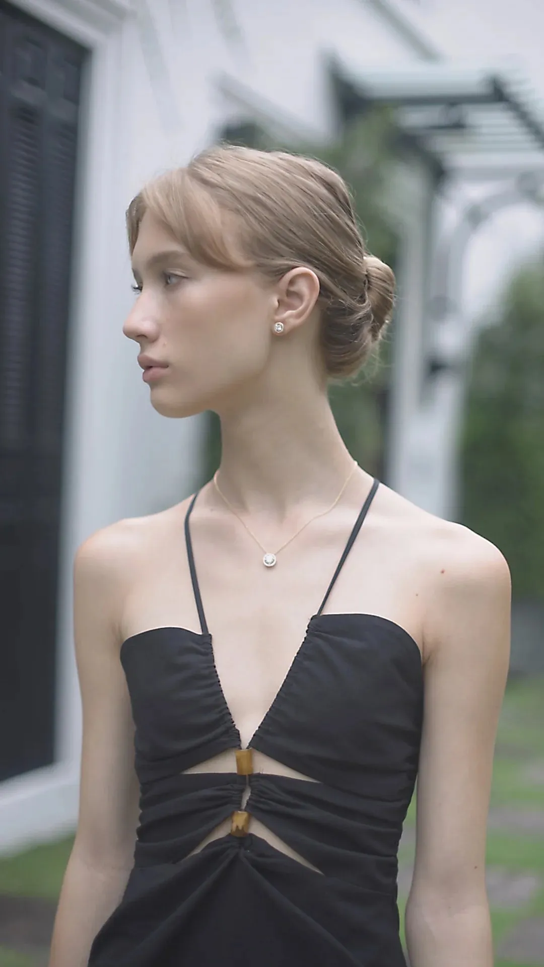 Round Zircon Stones Necklace Gold Plating