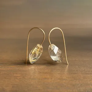 Rutilated Quartz Minimalist Drop Earrings