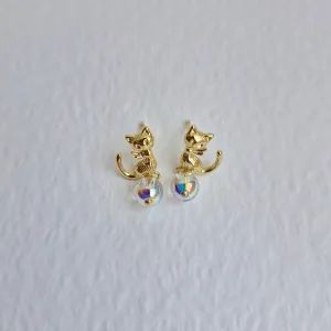 Sitting Cat Earrings | Austrian Crystal