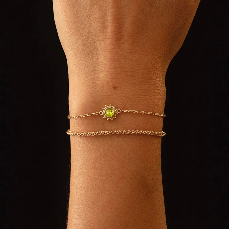 Soleil Bracelet, Peridot, 9kt Yellow Gold