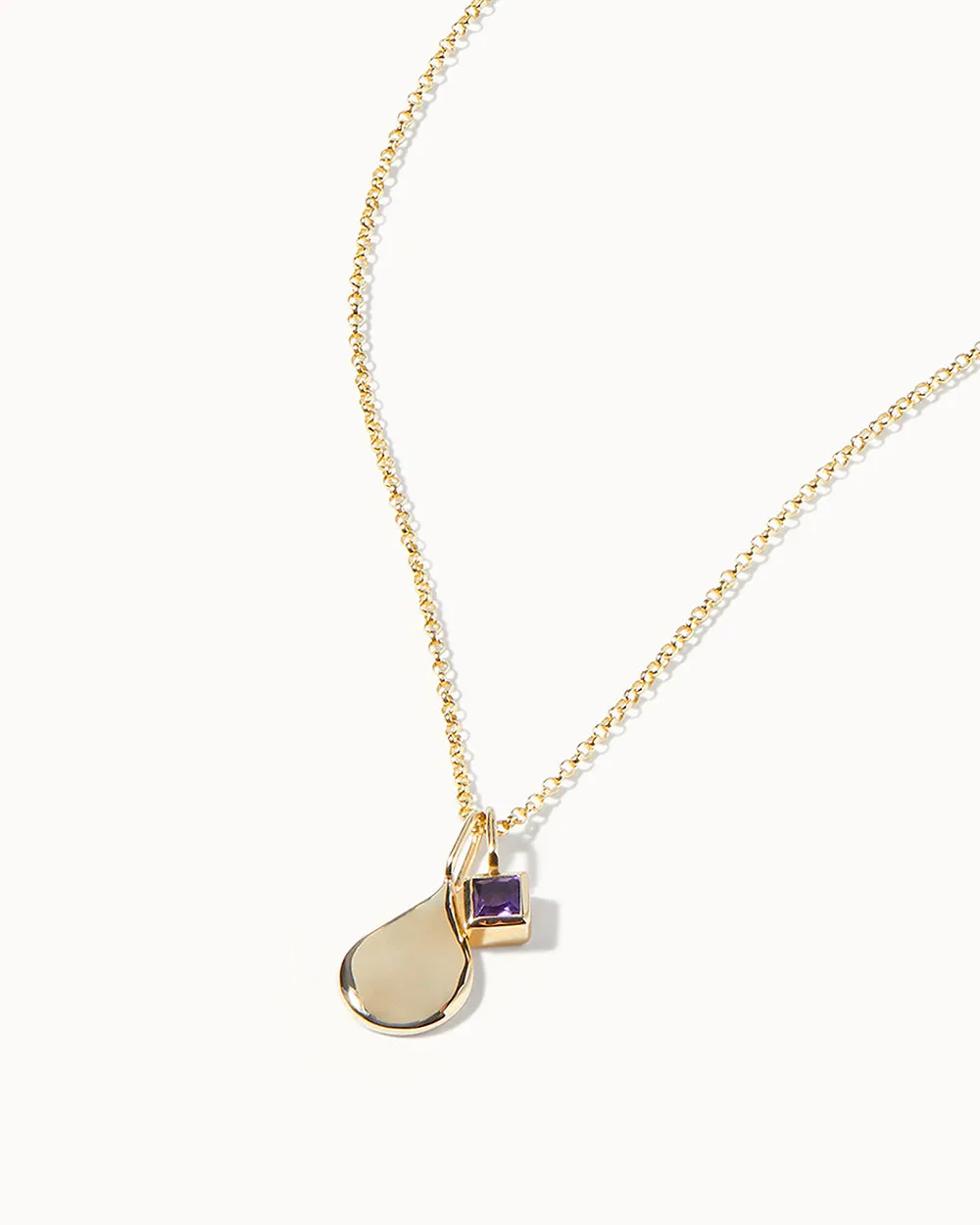 Solid Gold Amethyst February Birthstone Necklace