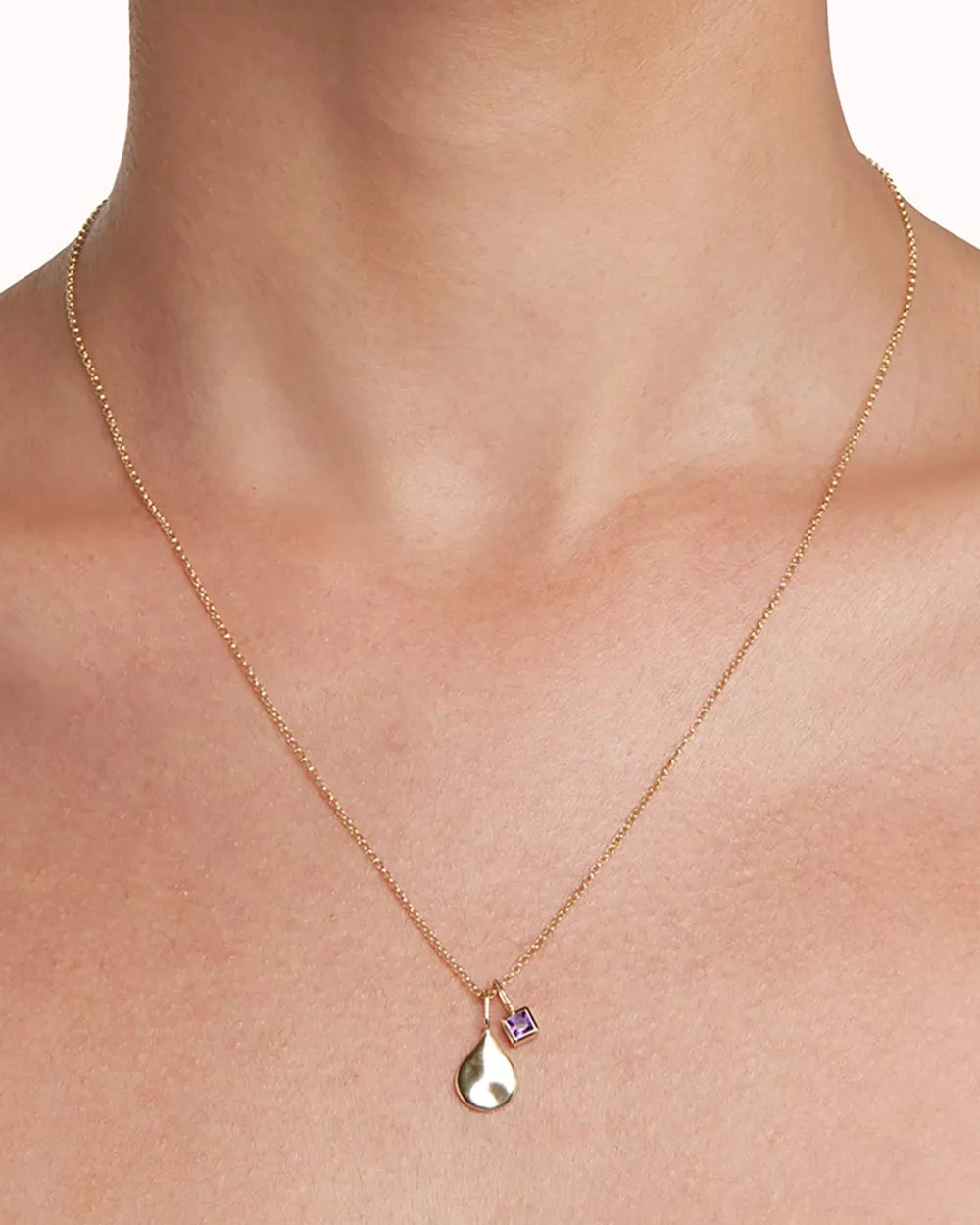 Solid Gold Amethyst February Birthstone Necklace