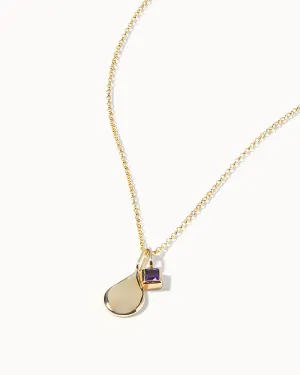 Solid Gold Amethyst February Birthstone Necklace