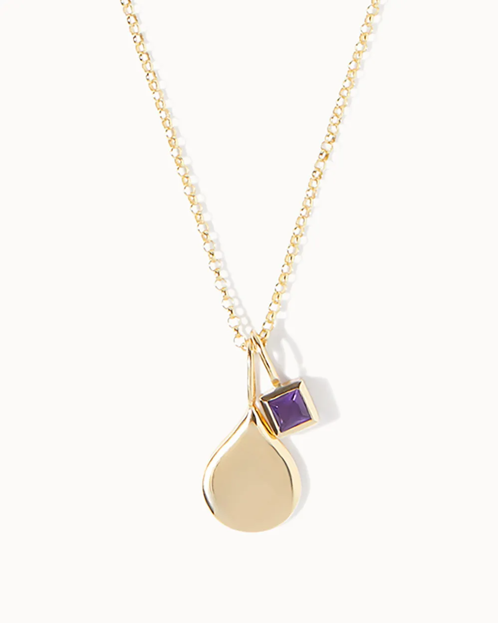 Solid Gold Amethyst February Birthstone Necklace