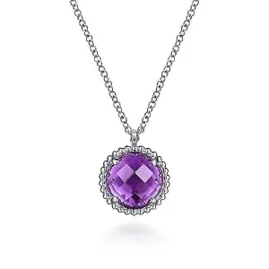 Sterling Silver Amethyst Center and Bujukan Pendant Necklace