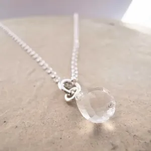 Sterling Silver Crystal Quartz Teardrop Pendant Necklace