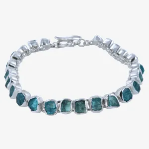 Sterling Silver Rough Apatite Stone Bracelet