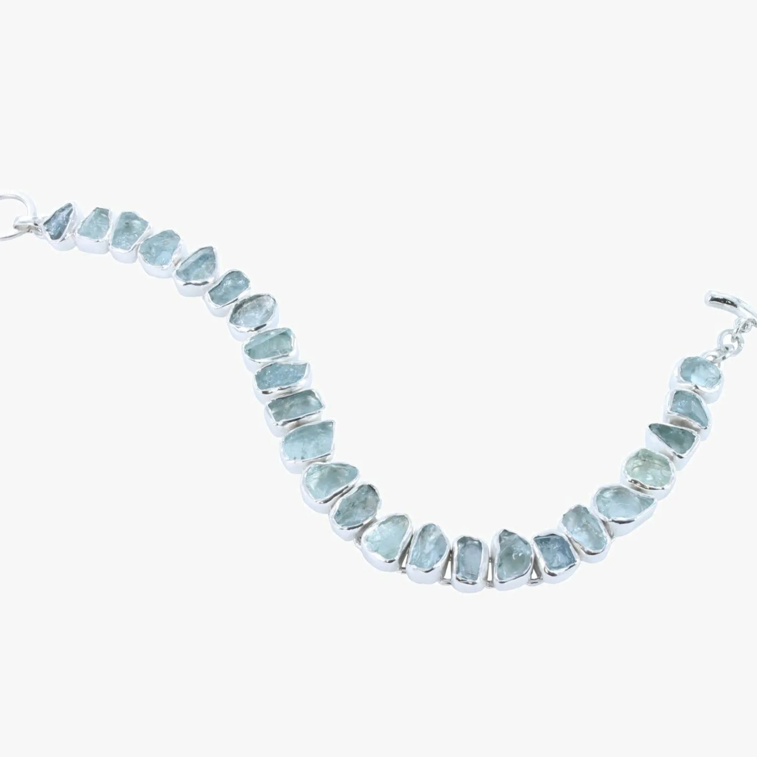 Sterling Silver Rough Aqua Marine Stone Bracelet