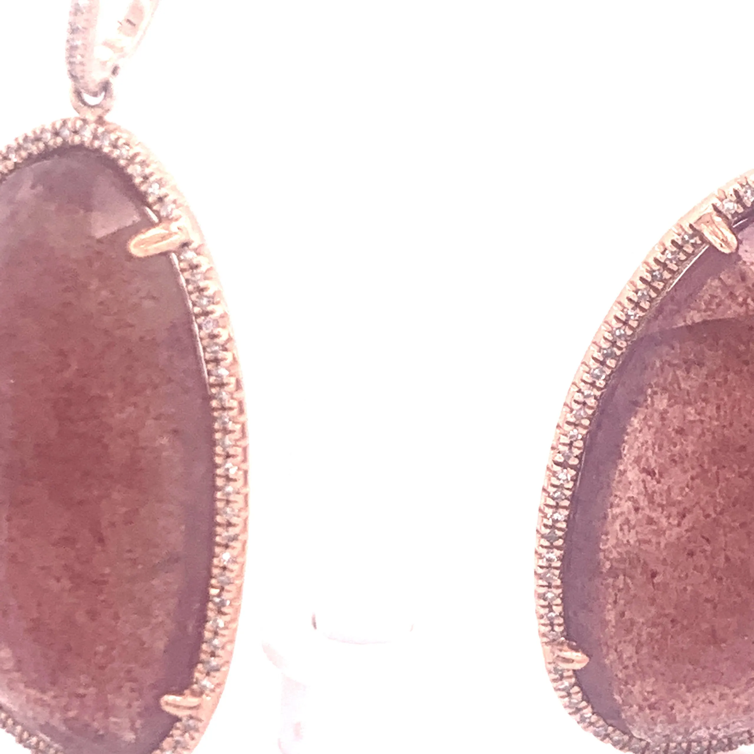 Strawberry Quartz and Diamond Dangle Earrings