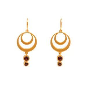 Strength Double Circle Wire Earrings 24K Gold Vermeil in Various Gemstones