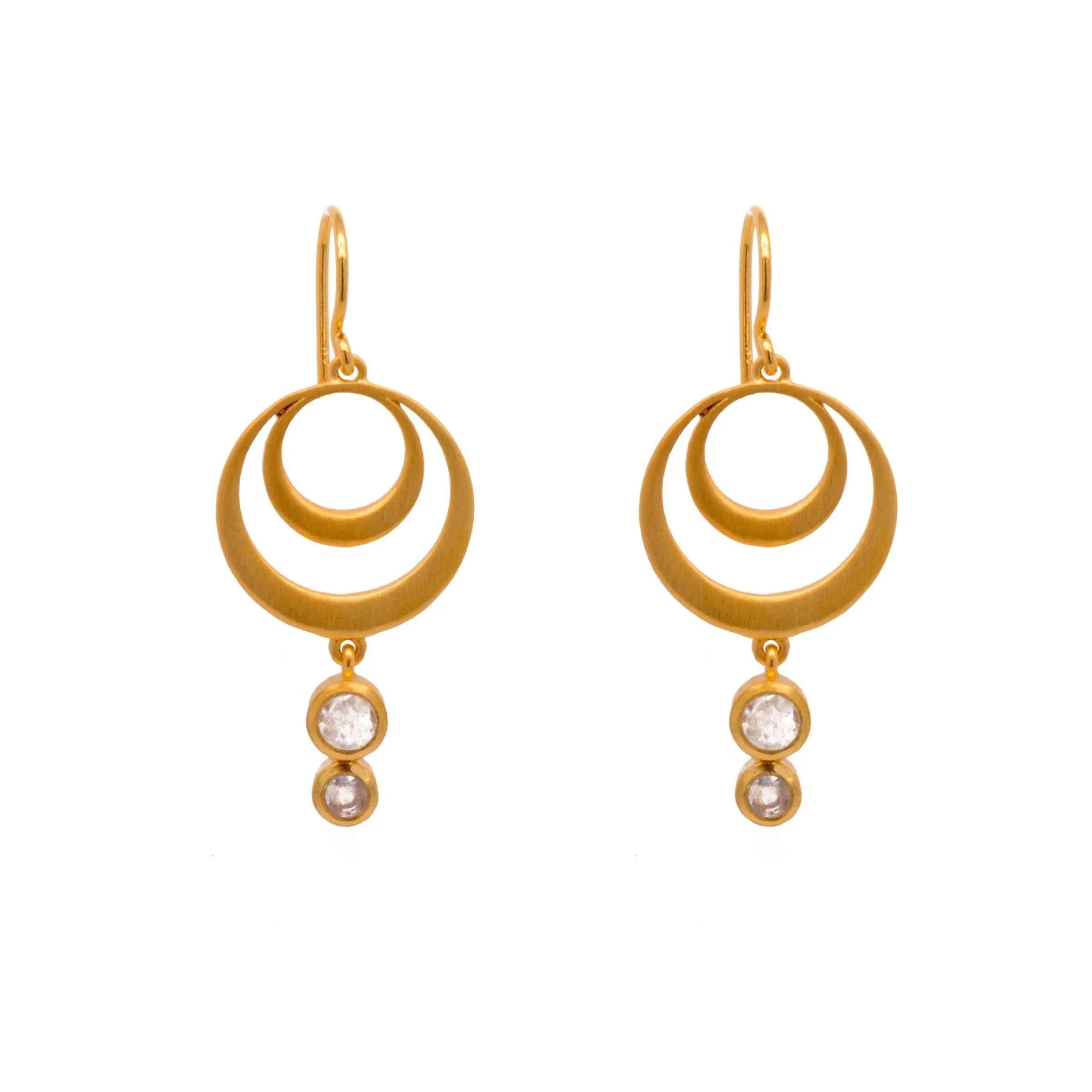 Strength Double Circle Wire Earrings 24K Gold Vermeil in Various Gemstones