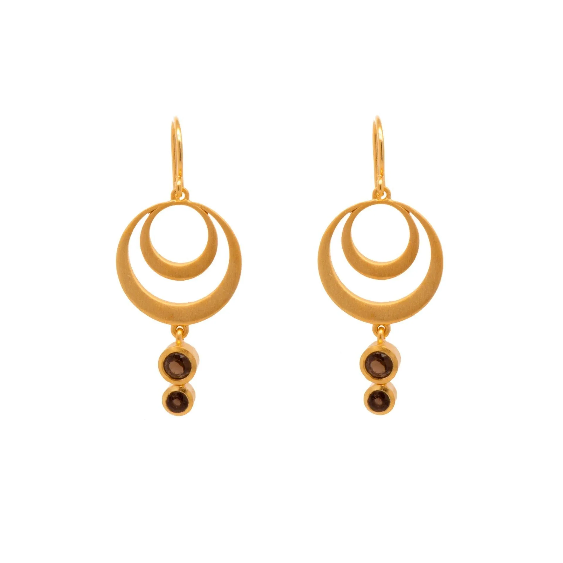 Strength Double Circle Wire Earrings 24K Gold Vermeil in Various Gemstones