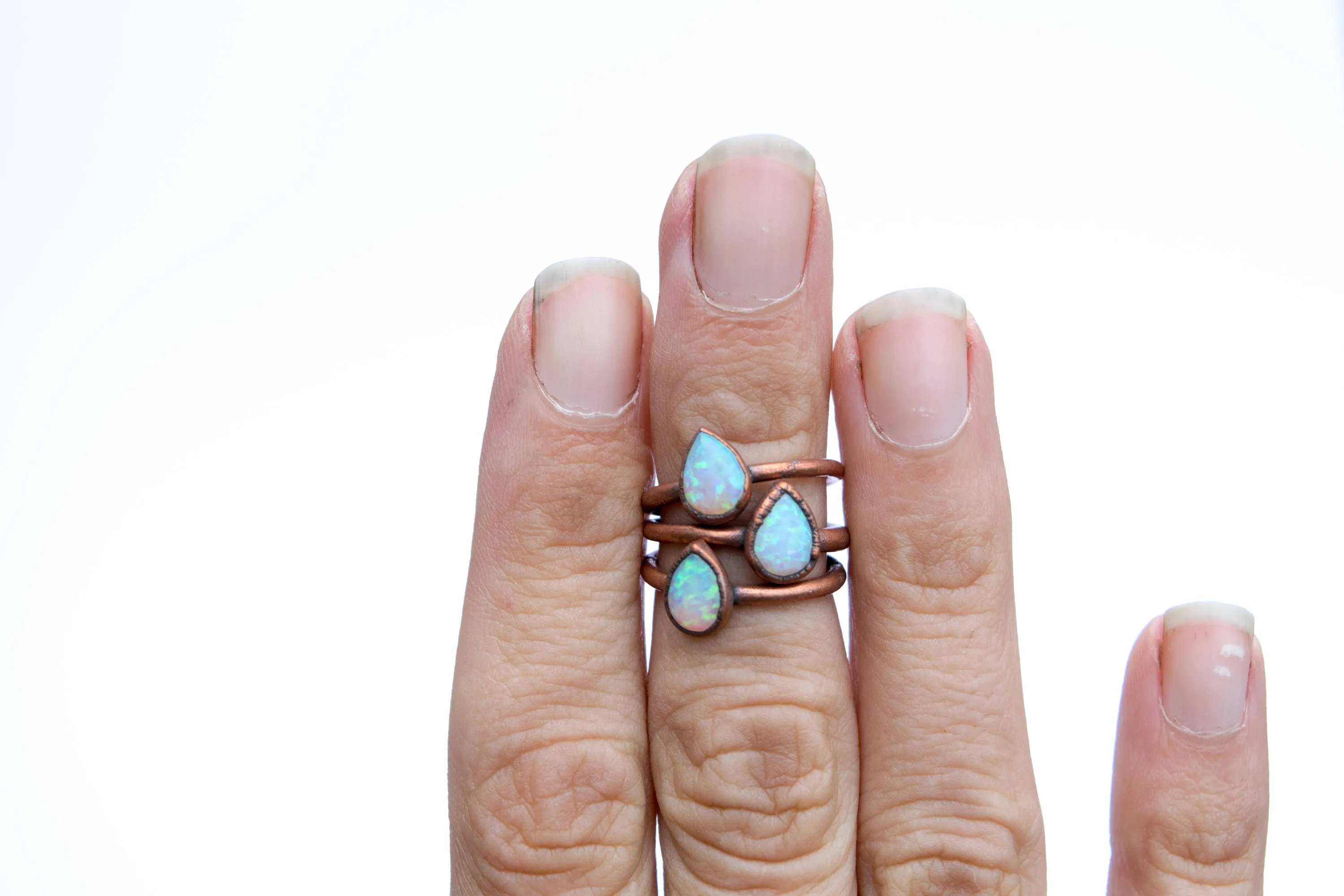 Teardrop opal ring | Natural stone ring