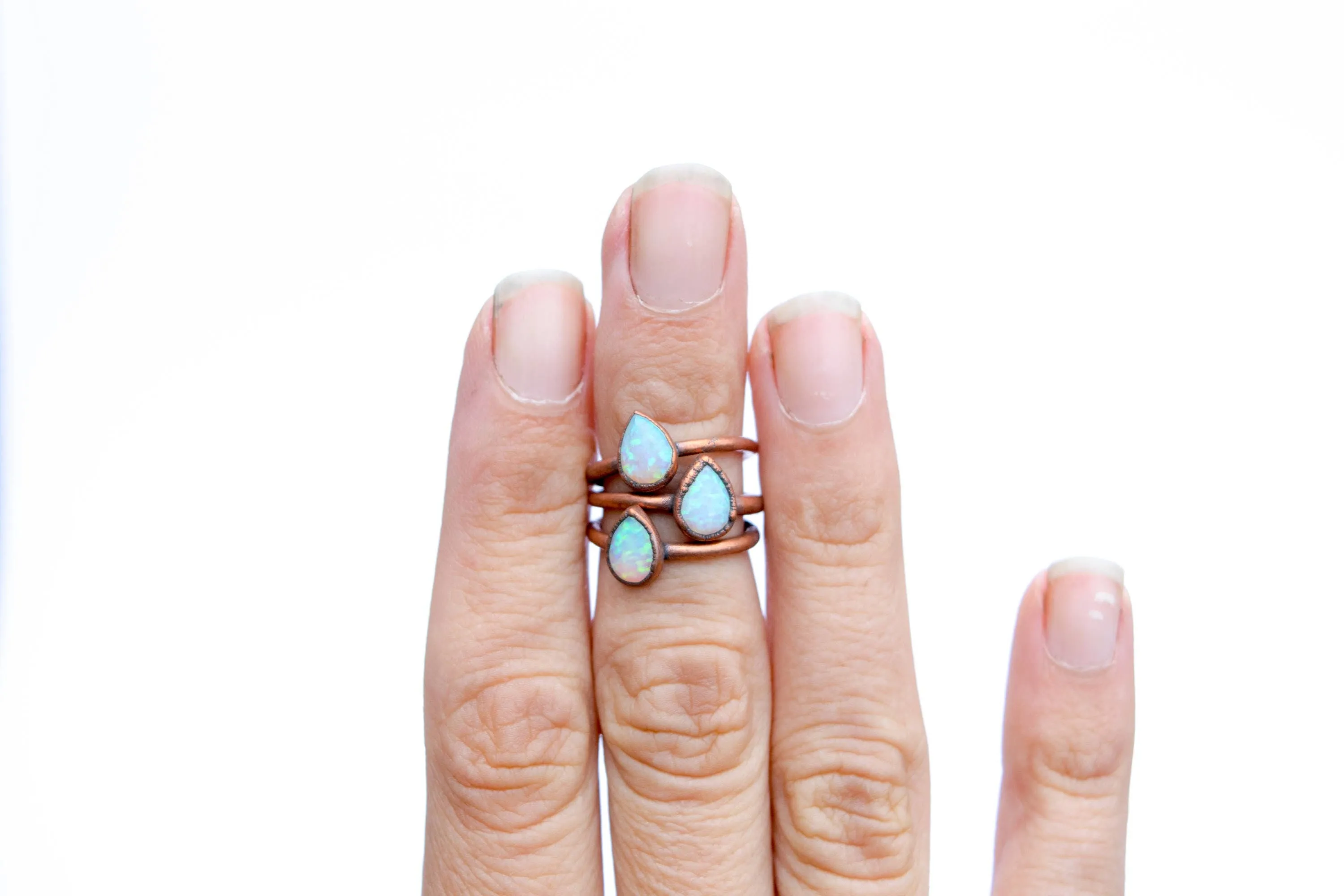 Teardrop opal ring | Natural stone ring