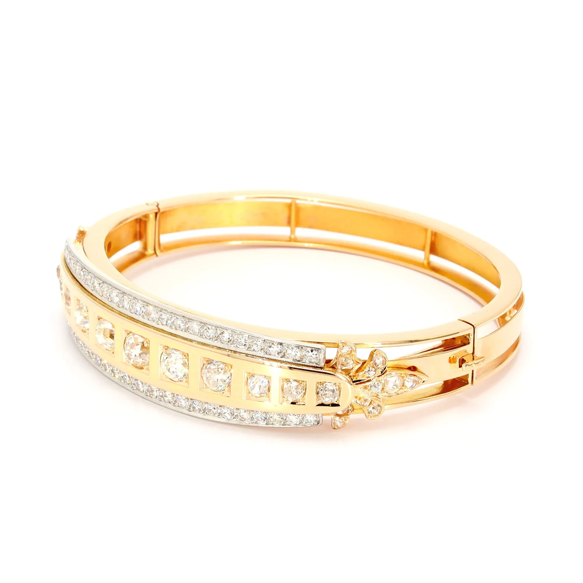 Three-Row Diamond Bangle Bracelet