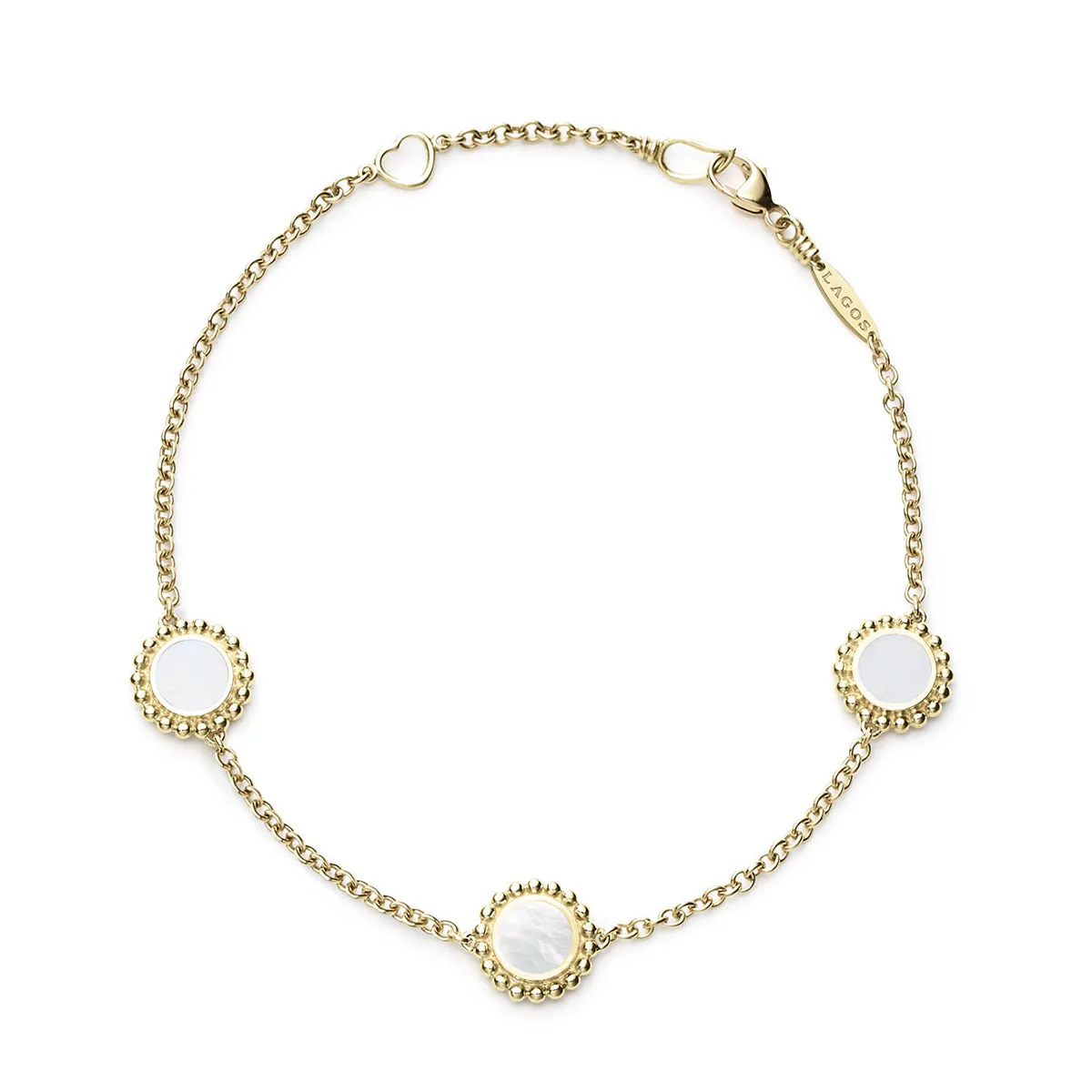Three Station Round Mother of Pearl Bracelet
