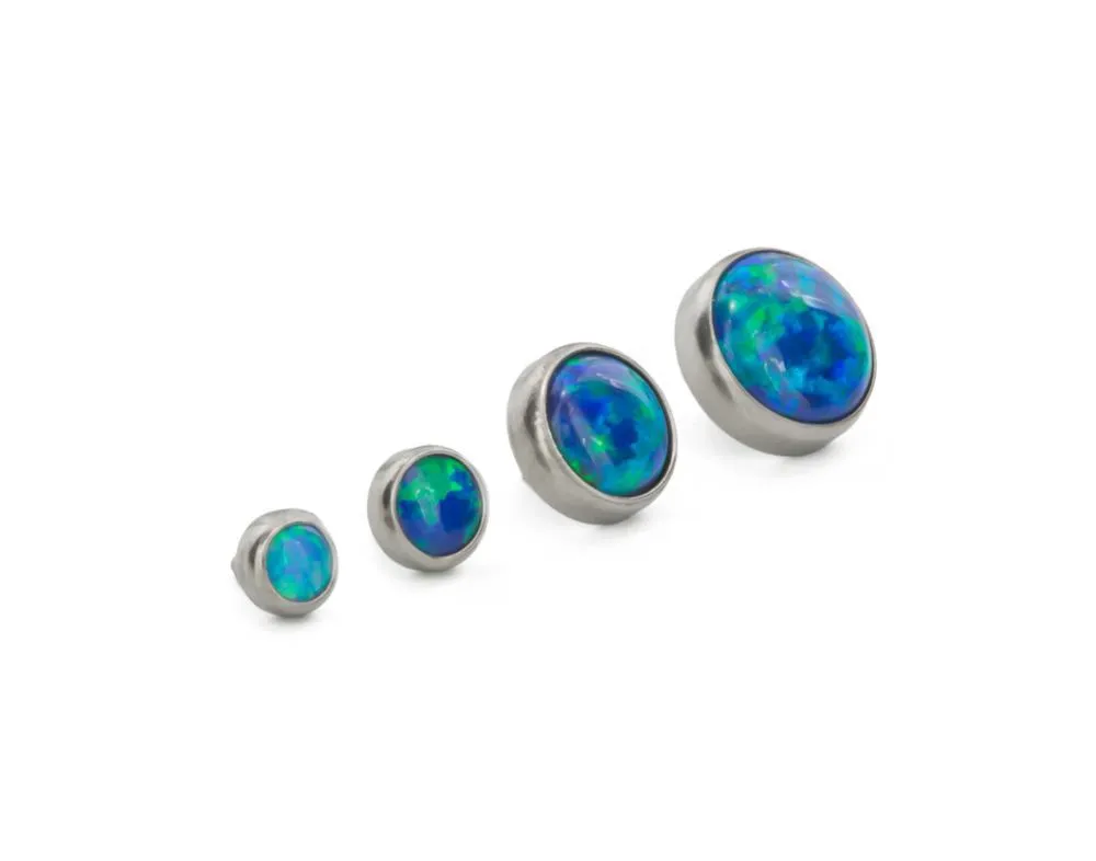 Tilum 18g - 16g Internally Threaded Titanium 2.5mm Flat Opal Top - Price Per 1