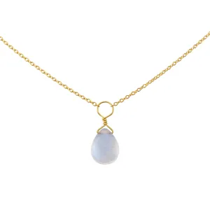 Tiny Rainbow Moonstone Drop Necklace