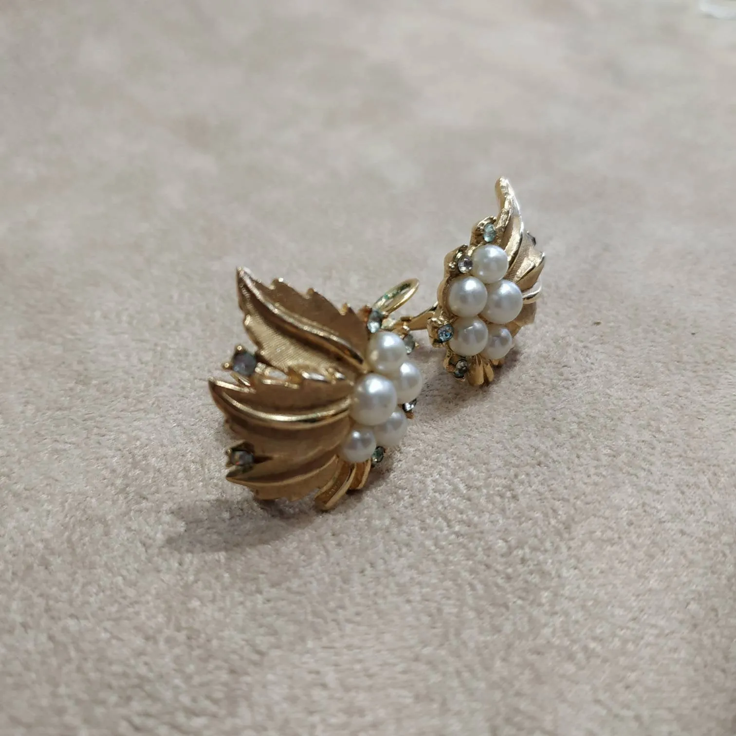 Trifari Golden Plated Crystal Earrings