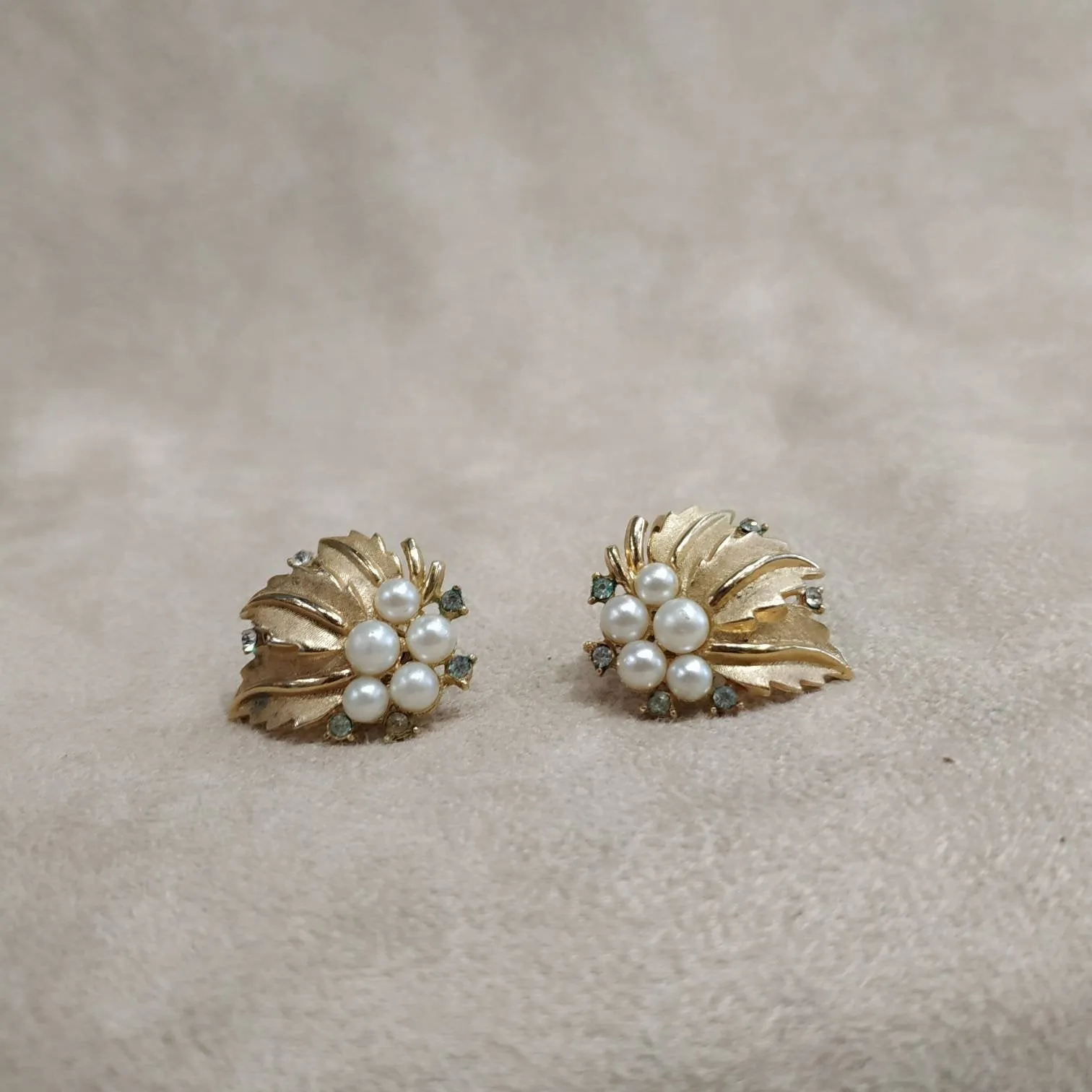 Trifari Golden Plated Crystal Earrings