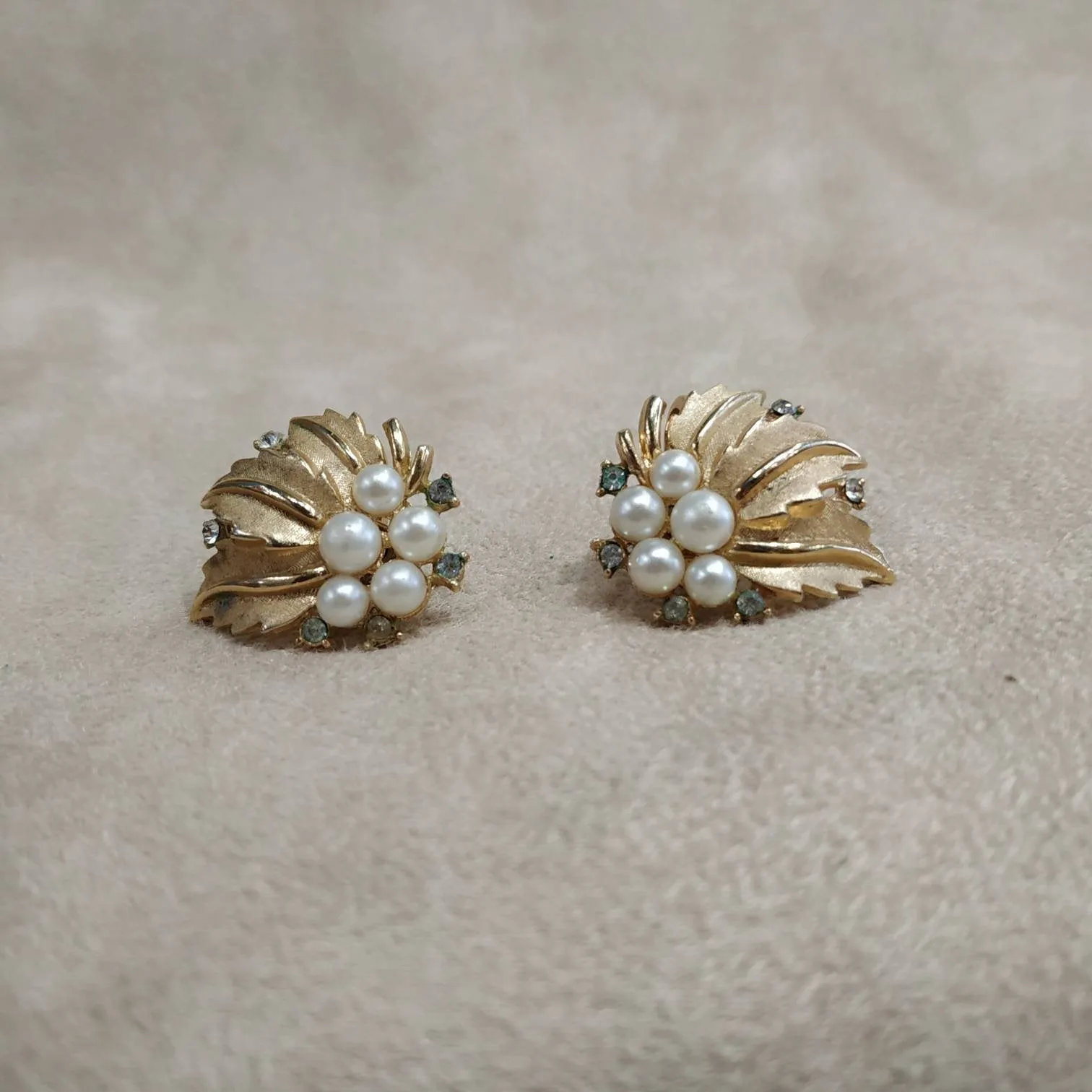 Trifari Golden Plated Crystal Earrings