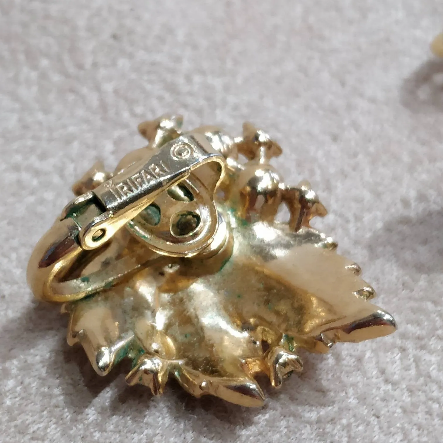 Trifari Golden Plated Crystal Earrings