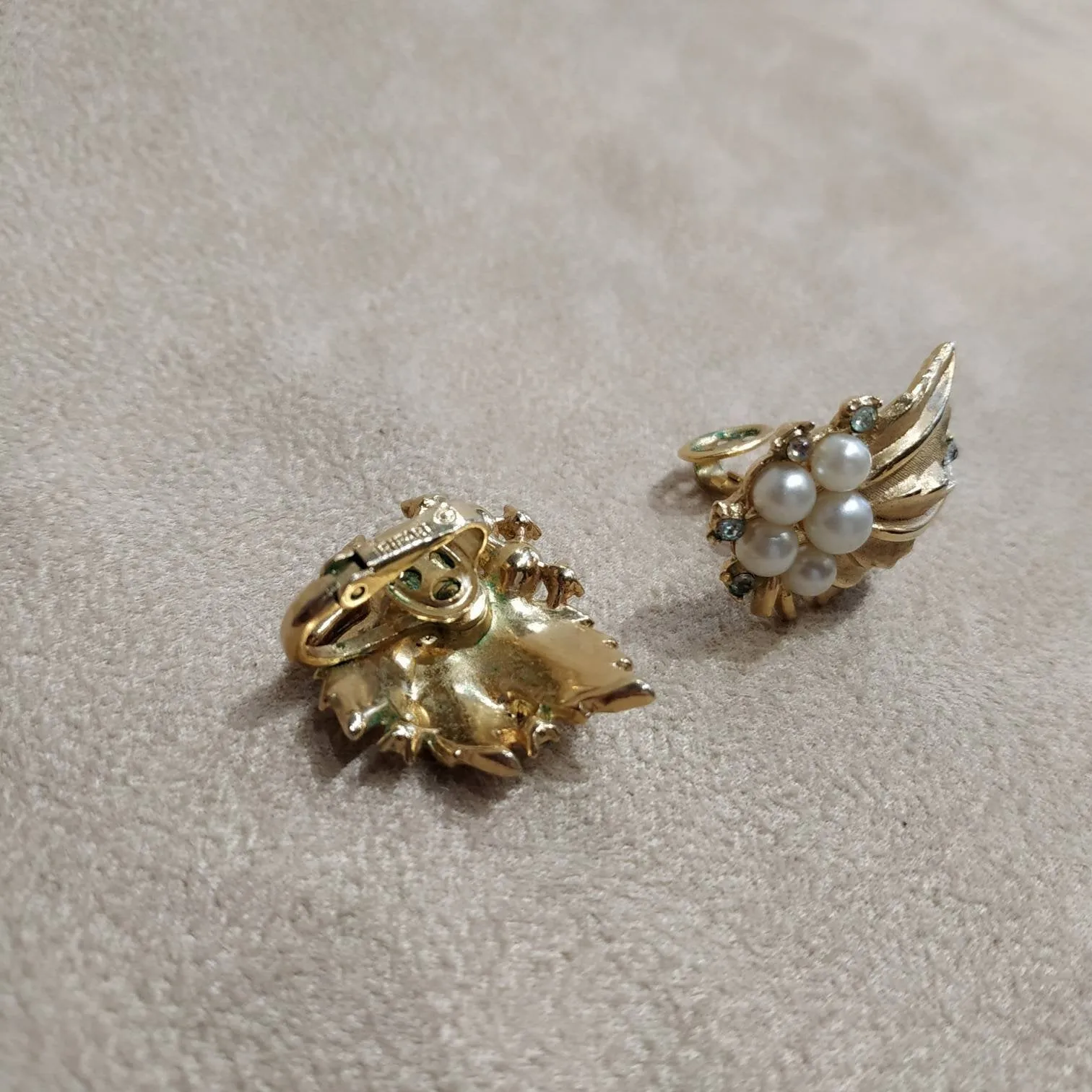 Trifari Golden Plated Crystal Earrings