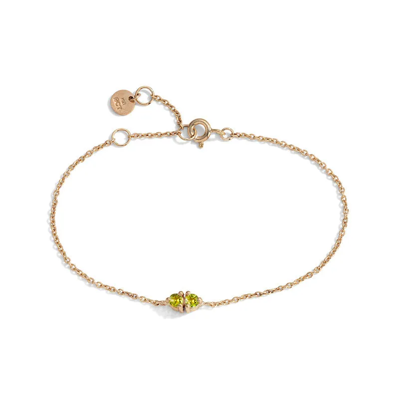 Twin Bracelet, Peridot, 9kt Yellow Gold