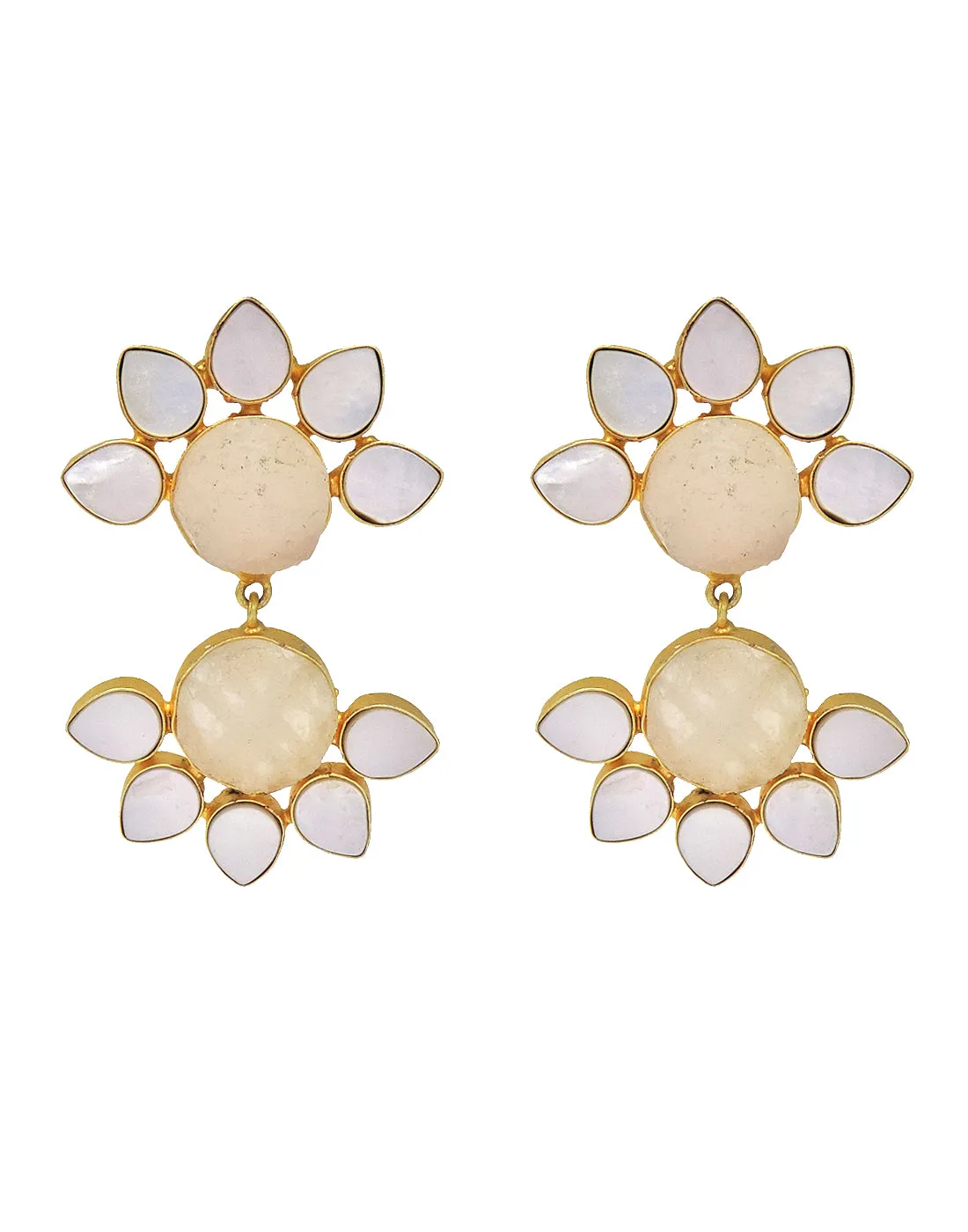 Twin Flora Earrings (Rose Quartz)