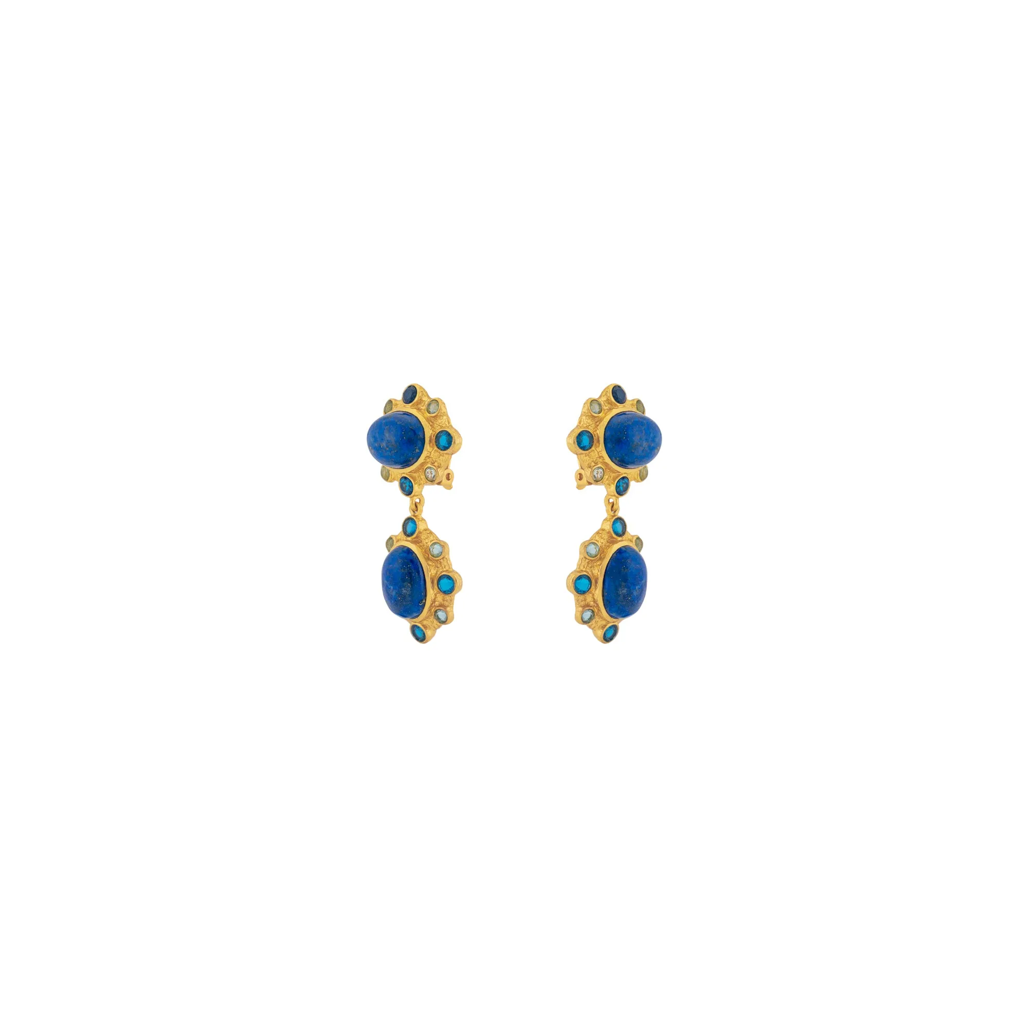 Vera Earrings Lapis & Blue Quartz