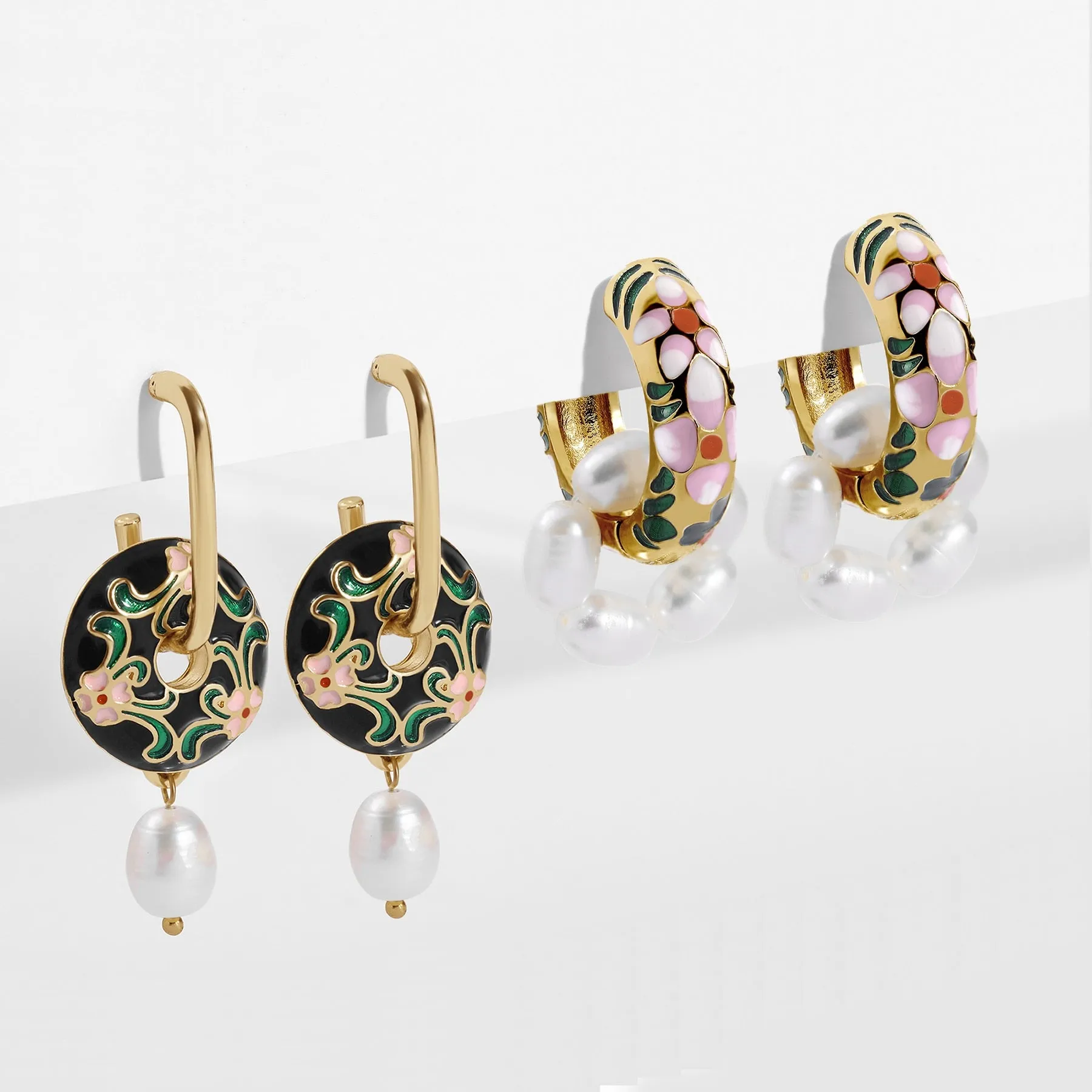 Vintage Circle Geometric Flower Drop Earrings