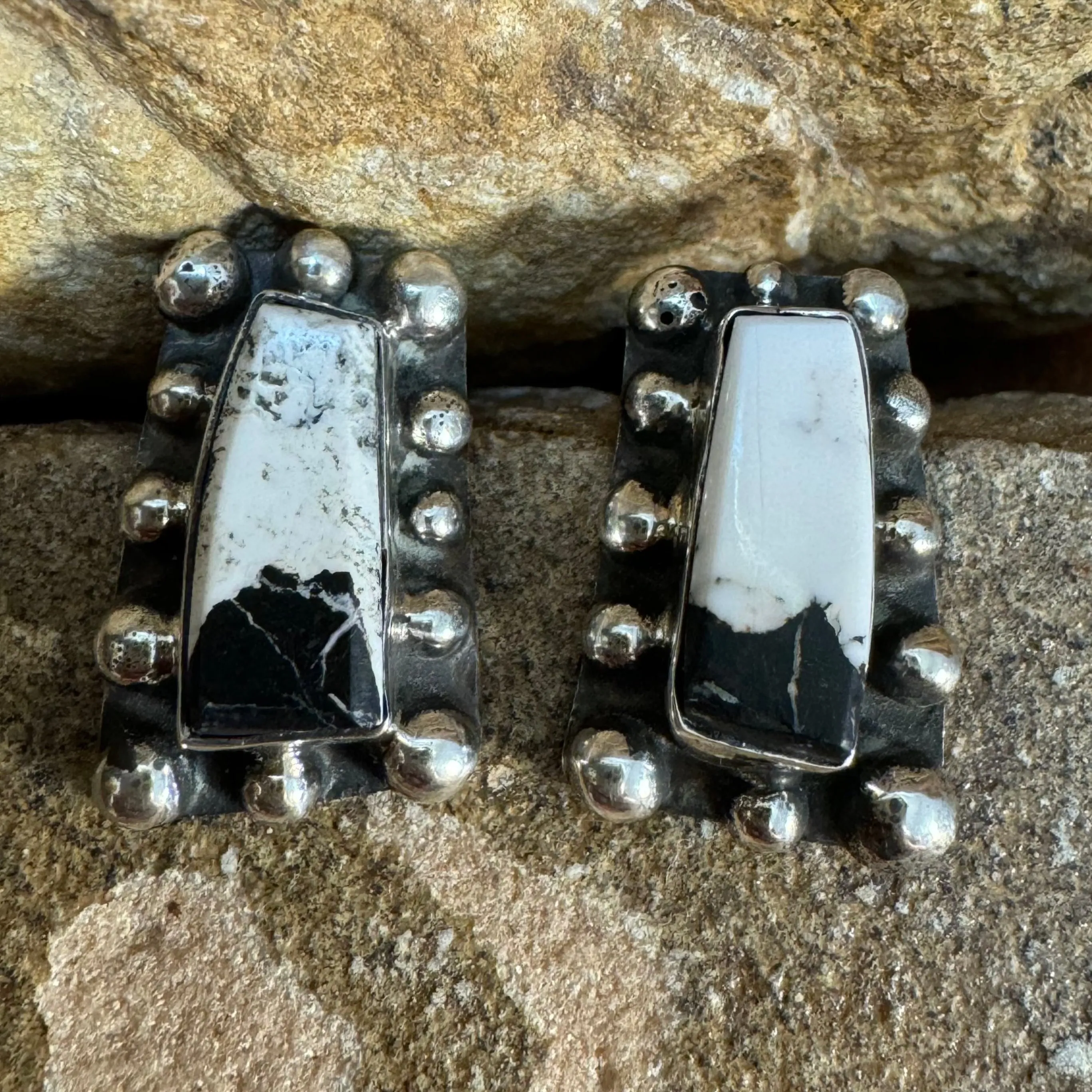 White Buffalo Sterling Silver Earrings by Billy Jaramillo