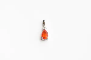 White Gold Pear Shaped Mexican Fire Opal Pendant