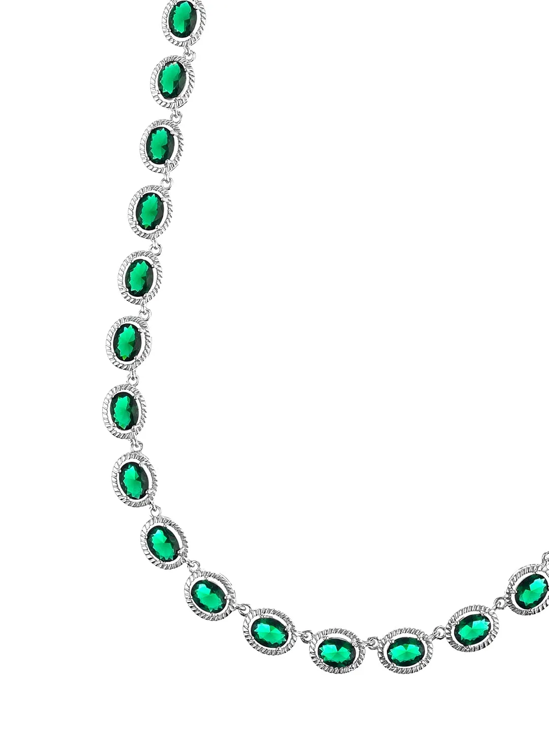 Yellow Chimes Jewellery Set for Women Rhodium-Plated Emerald Green Real Cubic Zircon Necklace Set Classic CZ Jewellery Set for Women and Girls.